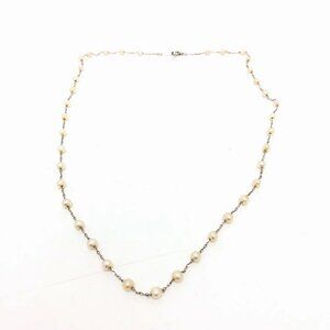 jewelry K18WG Mini Pearl Chain Necklace Pearl White/SilverHardware